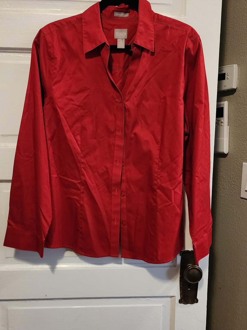 Chicos Classic Button-Up Shirt in Red